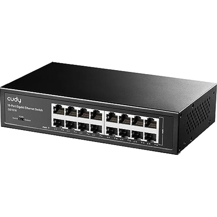 Cudy GS1016 Unmanaged Switch Gigabit-Rack für Unternehmen (16 Ports, automatische Erkennung, 1000 Mbit/s, Leistungsoptimierung, Plug and Play), Schwarz – Bild 1