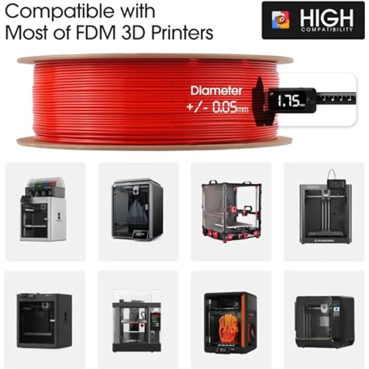 eSUN ASA+ 1,75mm Rot, 3D Filament mit hoher UV- und Witterungsbeständigkeit, 1000g – Bild 5