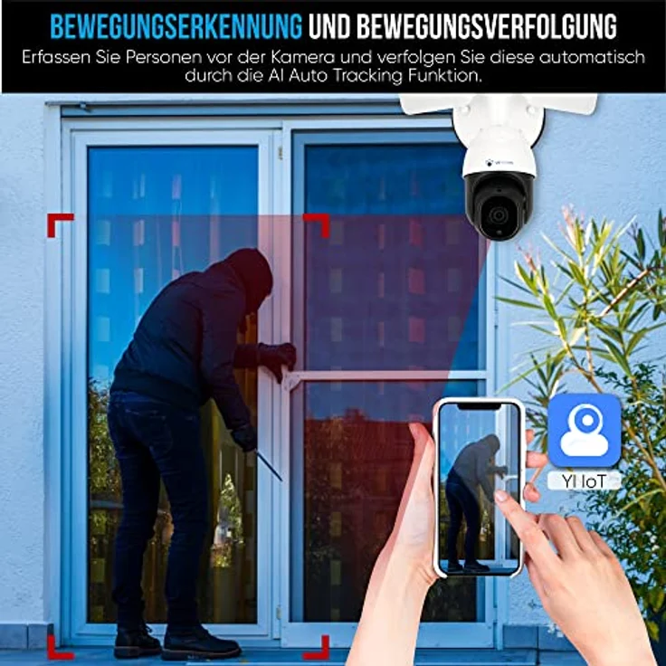 LUVISION PTZ WLAN Überwachungskamera mit Lampe Aussen mit 1.500 Lumen LED Flutlicht & Bewegungsmelder, mit nachlaufender AI-Bewegungsverfolgung, Autotracking und Nachtsichtfunktion - Preisvergleich – Bild 4