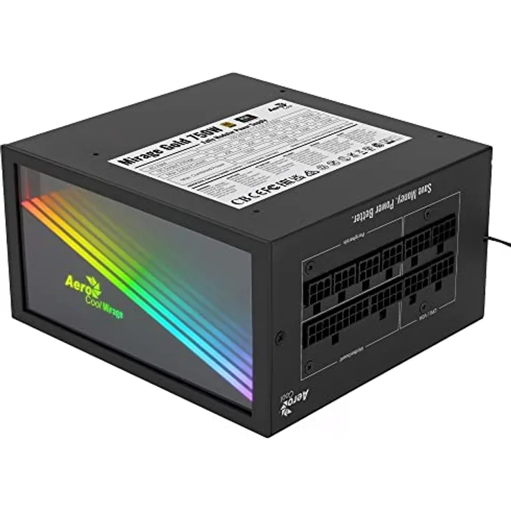 Aerocool MIRAGEGOLD 750W Modulares PC-Netzteil RGB, 80 Plus Gold, Japanische Kondensatoren