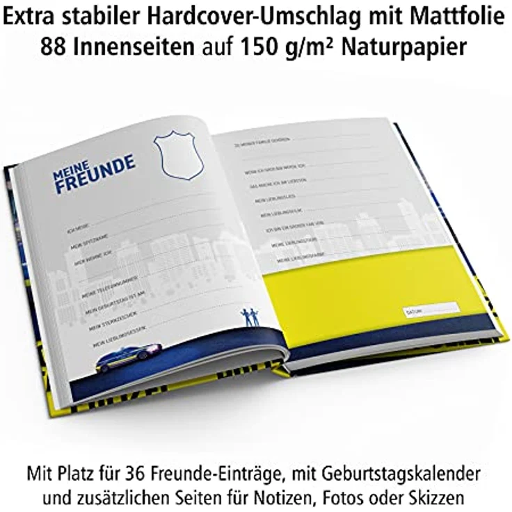 itenga Freundebuch Polizei Meine Freunde DIN A5 88 Seiten für Jungen zum Ausfüllen für Schule Schüler Freunde – Bild 2