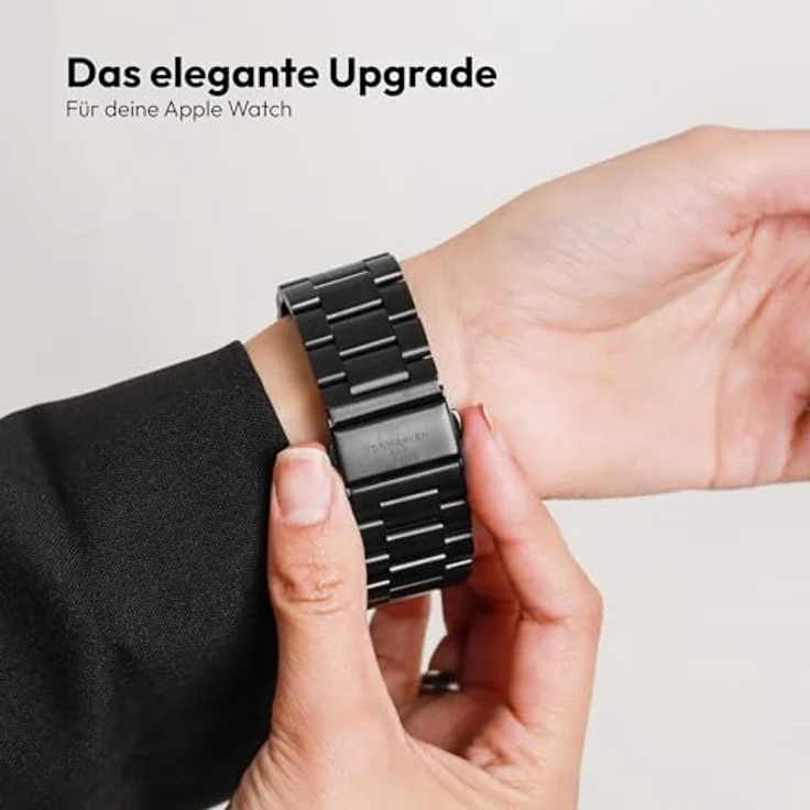 VONMÄHLEN Link Bracelet, Edelstahlarmband für Apple Watch, Titan Grad 2, Schwarz, geeignet für 40 | 41 | 42mm – Bild 5