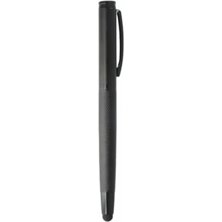 4smarts Eingabestift Stylus Pen 2in1 ErgoRib Kugelschreiber und Touchscreen-Stift, elegant in Schwarz und mit geriffelter Oberfläche