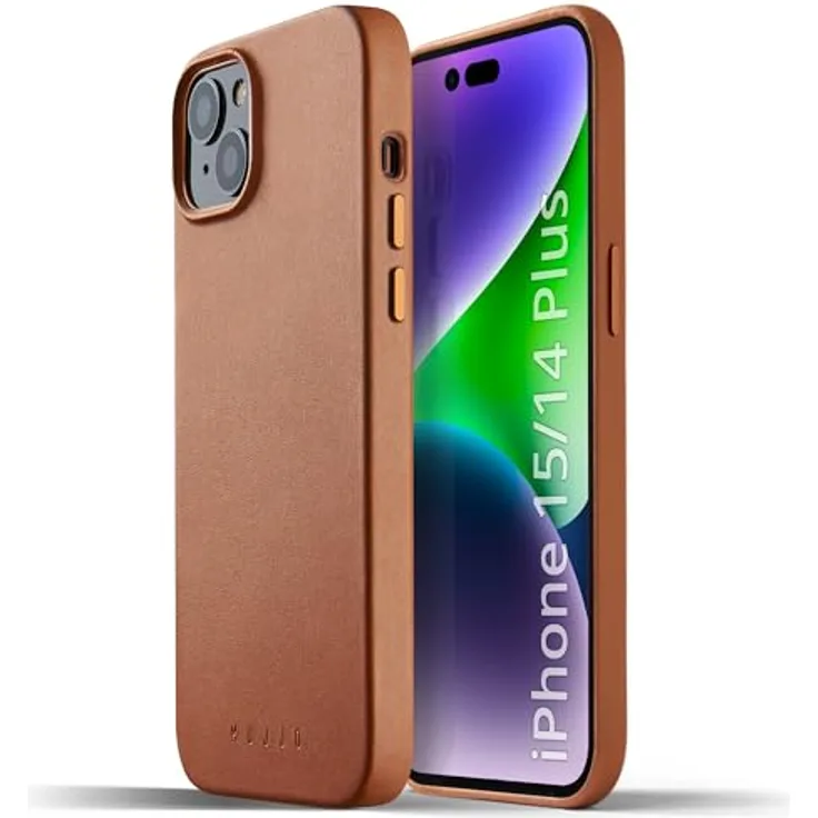 Mujjo Lederhülle für iPhone 14 Plus | MagSafe Hülle | Slim iPhone 14 Plus MagSafe, Lederhülle für iPhone 14 Plus, Handyhülle für iPhone 14 Plus, Apple iPhone 14 Plus