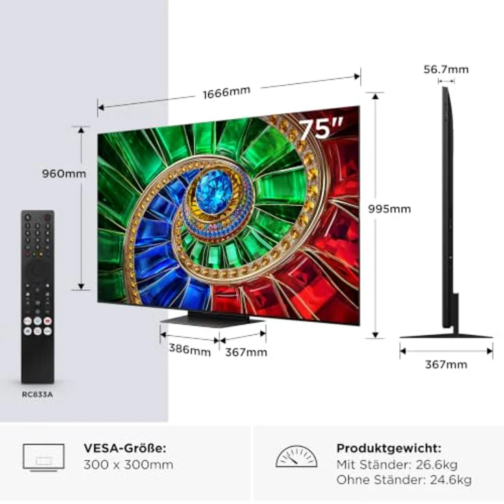 TCL RM7L 75RM7L, 75 Zoll 4K RGB Mini LED Smart-TV mit WLAN, Schwarz – Bild 2