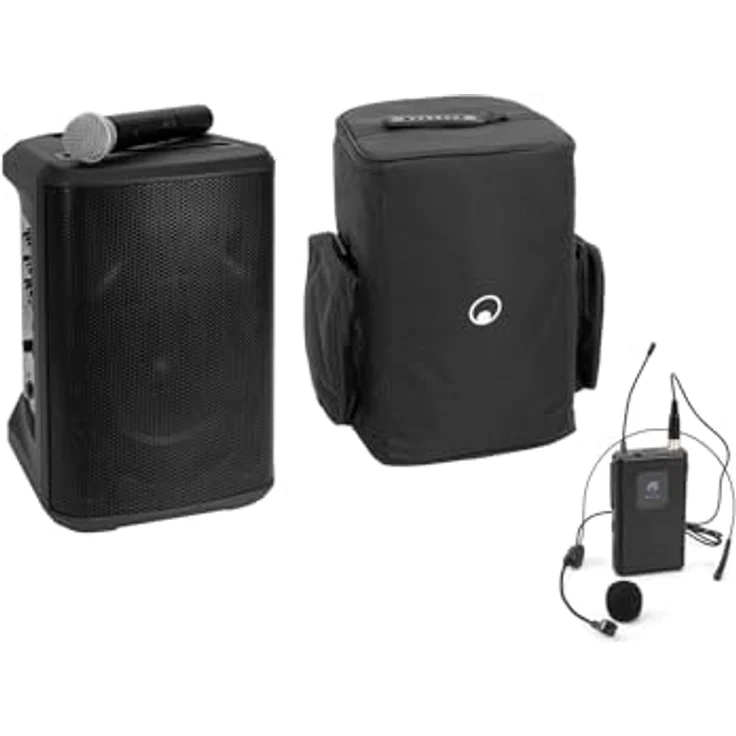 Omnitronic PORTY-8A Drahtlos-PA-System, inkl. Taschensender und Headset, passiver PA Lautsprecher mit Soft-Bag – Bild 1