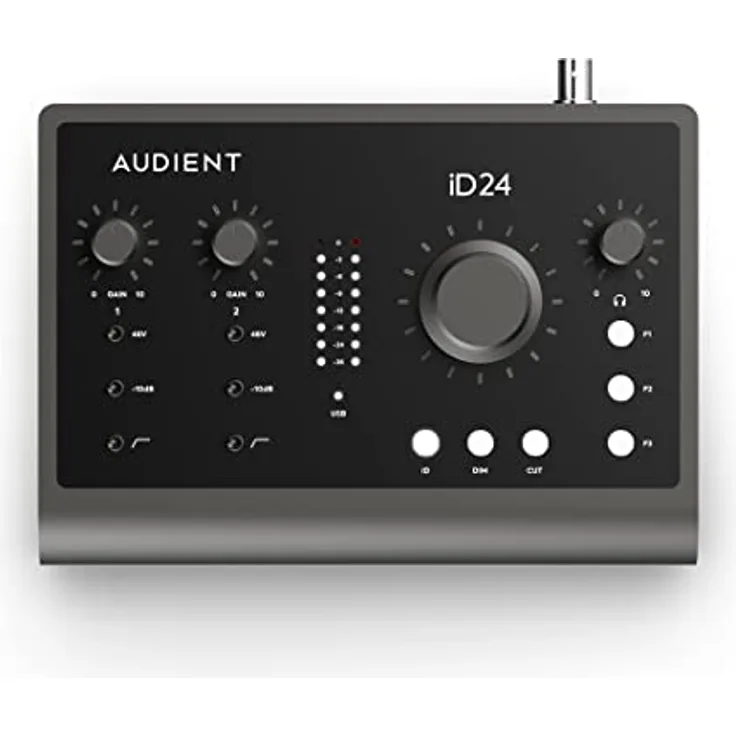 Audient Audiointerface iD24, 2 Class-A Mikrofonvorverstärker (High Performance USB-C Audiointerface, Audio Loop-back, 2 Kopfhörerausgänge, hochwertiger Mikrofonverstärker)