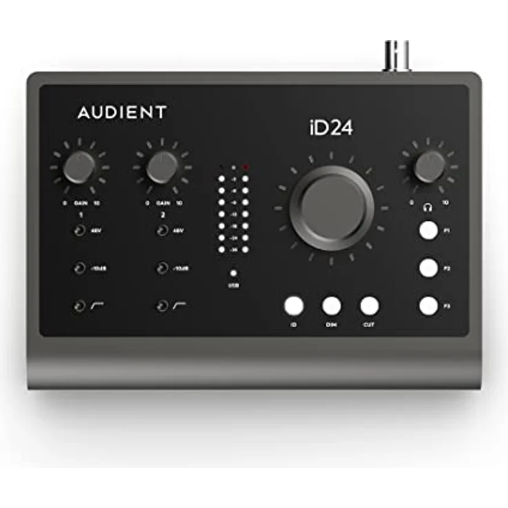Audient Audiointerface iD24, 2 Class-A Mikrofonvorverstärker (High Performance USB-C Audiointerface, Audio Loop-back, 2 Kopfhörerausgänge, hochwertiger Mikrofonverstärker) – Bild 1