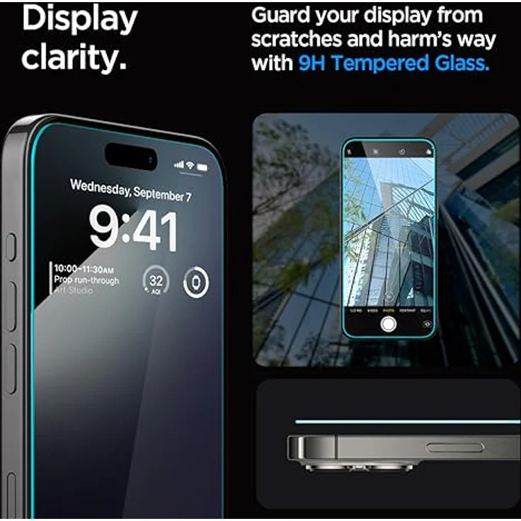 Spigen Glas.tR EZ Fit Displayschutzfolie für iPhone 15 Pro, 2 Stück, Kratzfest, 9H Härte, Transparent – Bild 4