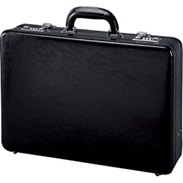 Alassio 41033 - Attachékoffer TAROMINA, aus hochwertigem Leder, ca. 45,5 x 33 x 10 (+2) cm, schwarz