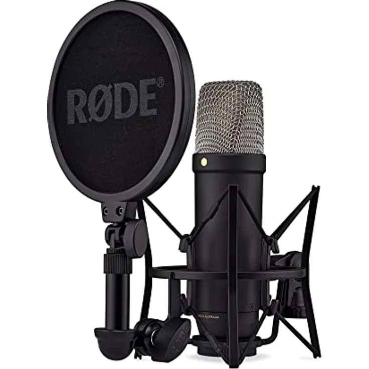 RØDE NT1 5. Generation Großmembran-Kondensatormikrofon mit XLR- und USB-Ausgängen, Stoßdämpferhalterung und Popschutzfilter für Musikproduktion, Gesangsaufnahmen und Podcasts (Schwarz)