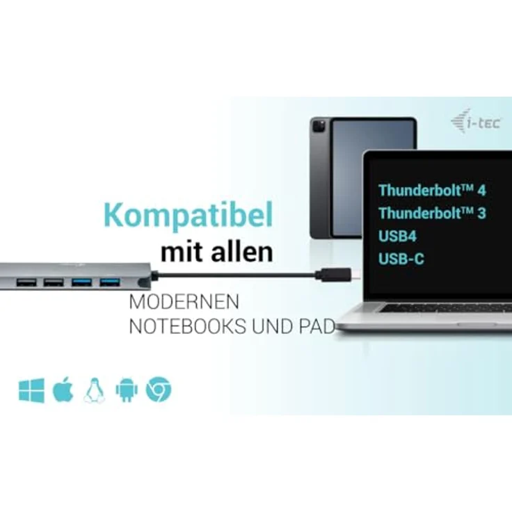 iTEC USB-C Metal Nano 2x Display Docking Station + Power Delivery 100 W, Aluminiumgehäuse, schwarz – Bild 3