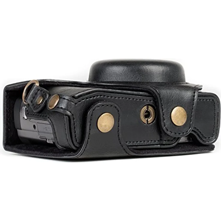 MegaGear MG1258 Panasonic Lumix DC-TZ95, DC-TZ90 Ever Ready Leder Kamera-Case mit Trageriemen - Schwarz – Bild 5