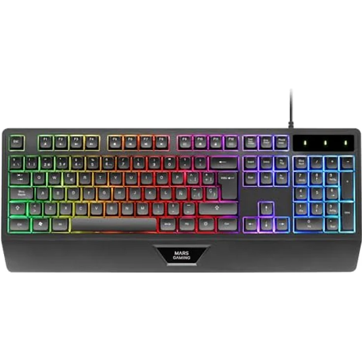 Mars Gaming MK124, Teclado H-Mech ergonómico con reposamuñecas integrado, retroiluminación FRGB Rainbow, tecnología Antighosting, Multiplataforma, Negro – Bild 1