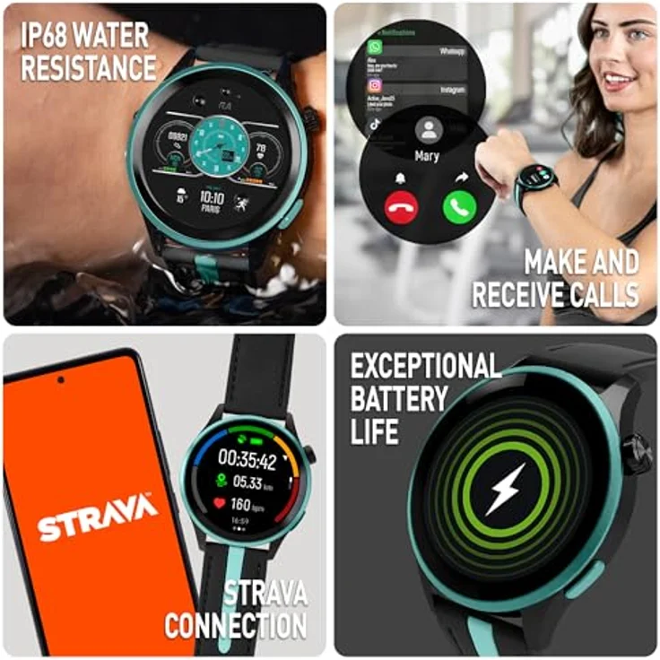 Reflex Active Serie 54, AMOLED GPS Smartwatch in Schwarz und Grün mit Smart-Calling und Fitness-Tracking – Bild 4