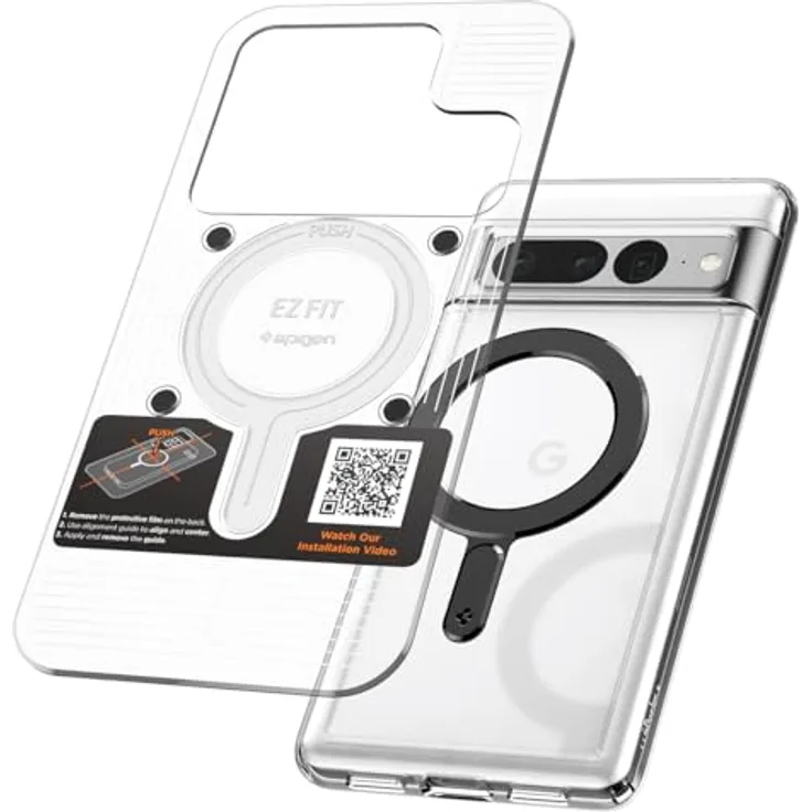 Spigen OneTap MagFit Magnetisches Lade-Konvertierungsset, Kabelloses MagSafe Zubehör für iPhone 16/15/14/13/12, Pixel 9 Pro XL Pro Fold, Galaxy/Xiaomi – Mattschwarz