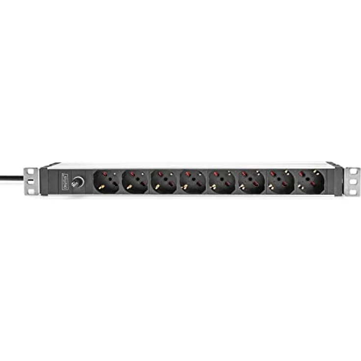 DIGITUS Steckdosenleiste mit Aluminiumprofil und Vorsicherung, 8-Fach Italienische Ausgang, 2 m Zuleitung, IEC C14 Stecker – Bild 5