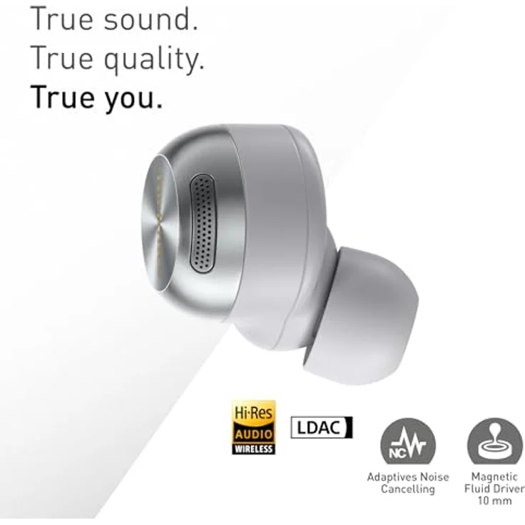 Technics EAH-AZ100-S Kabellose Ohrhörer mit Geräuschunterdrückung, 10mm Magnetic Fluid Driver, Multipoint-Bluetooth, Voice Focus AI, Bequeme In-Ear-Kopfhörer, Silber – Bild 4