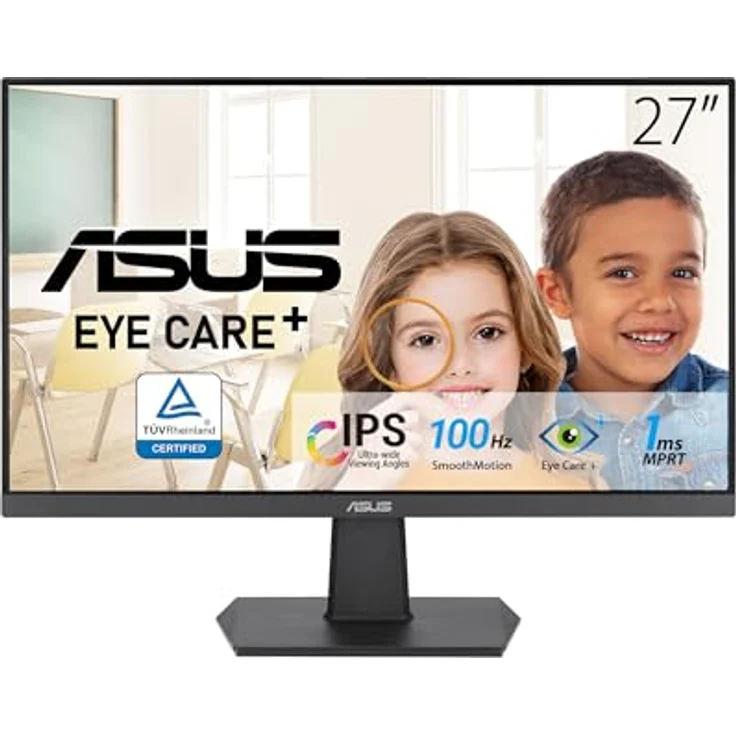 ASUS Eye Care VA27EHF 27 Zoll Full HD Monitor - Rahmenlos, Flicker-Free, Blaulichtfilter, Adaptive-Sync - 1ms MPRT, 100 Hz, 16:9 IPS Panel, 1920x1080 - HDMI – Bild 1