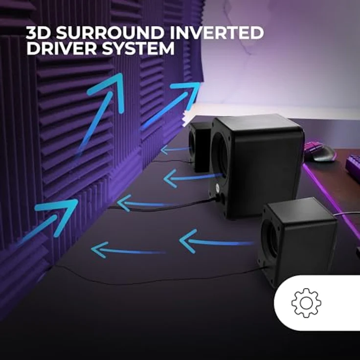 MARSGAMING MS-H21, RGB 2.1 Gaming-Lautsprecher und 35W Subwoofer, 3D Surround Inverted Driver System, Kompaktlautsprecher mit Dynamic RGB Lighting, Schwarz – Bild 3