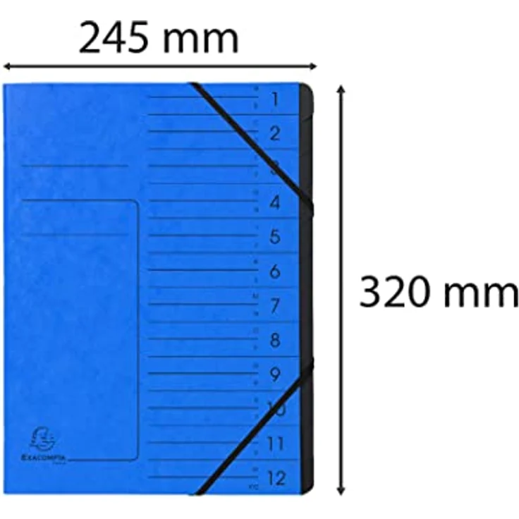 Exacompta Ordnungsmappe 541202E, A4, aus Karton, blau, 12 Fächer – Bild 5