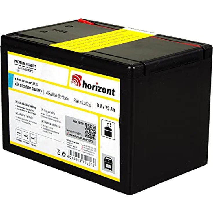 HORIZONT turbomax AB75 Weidezaunbatterie 9V, 75Ah, zuverlässige Alkalibatterie mit bis zu 2 Jahren Lagerfähigkeit – Bild 3