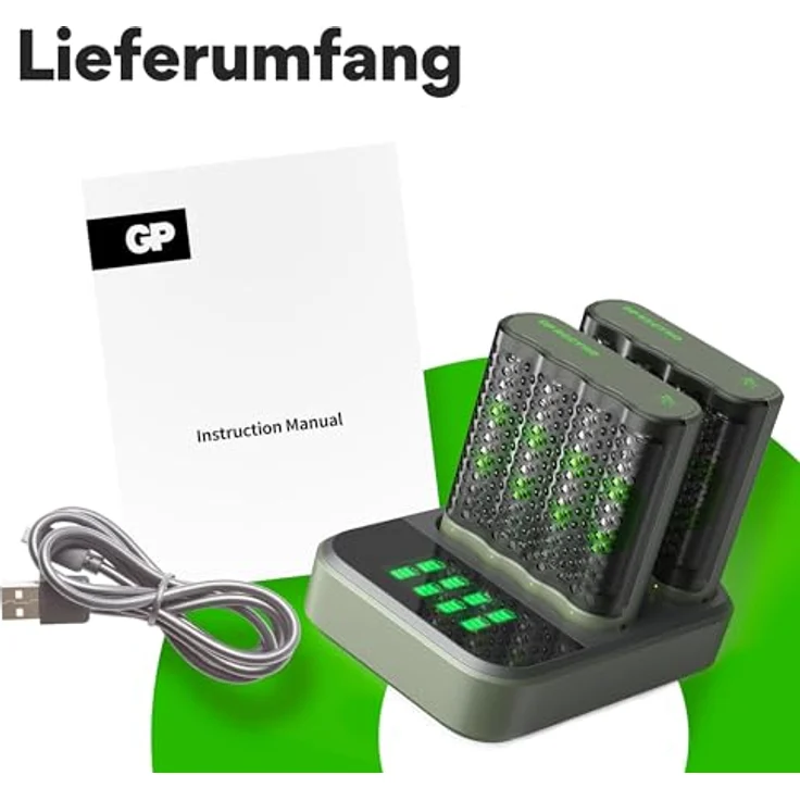 GP GP RECYKO 2 Stück USB Ladegerät Modell GP M452 inkl. 8X RECYKO AA 2600 mAh Akku & USB Dockingstation, schnelle Ladegeräte mit intelligenten Sicherheitsmerkmalen – Bild 2