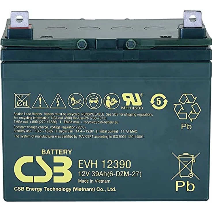 CSB Battery EVH12390 Bleiakku 12V 39Ah Blei-Vlies (AGM) zyklenfest