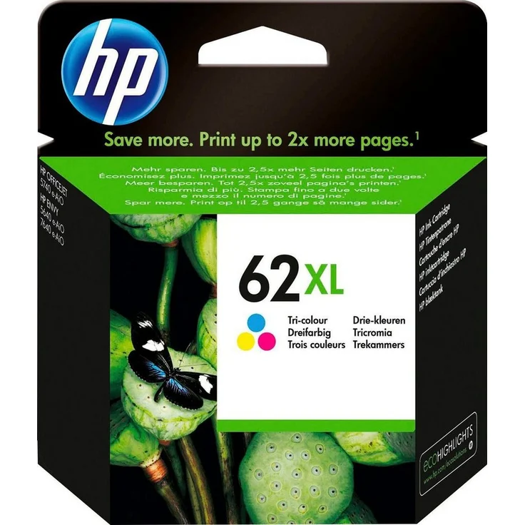 HP 62XL Tintenpatrone, original Druckerpatrone 62 cyan/magenta/yellow XL