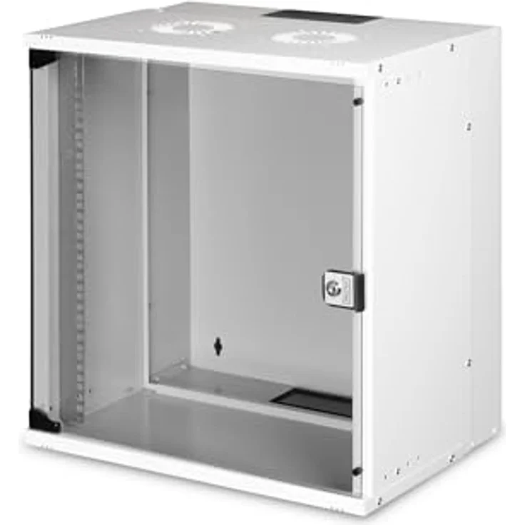 DIGITUS Netzwerkschrank SoHo Pro - 19-Zoll Rack 12 HE - Unmontiert - Wandmontage - 400 mm Tiefe - 327 mm Nutztiefe - Traglast 60 kg - Glastür - Grau – Bild 1