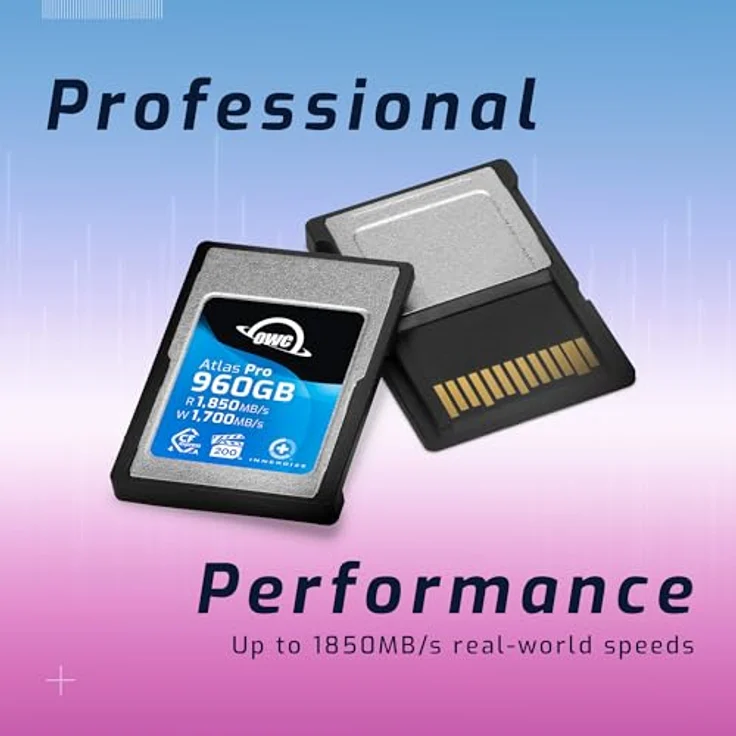 OWC Atlas Pro CFexpress 4.0 Speicherkarte Typ A, 960 GB, bis zu 1850 MB/s Lese- und 1700 MB/s Schreibgeschwindigkeit, professionell, robust – Bild 3