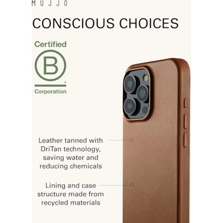 Mujjo Leather Case iPhone 16 Pro Max Braun - Hochwertiges Veloursleder, MagSafe-kompatibel, ultra-langlebig – Bild 4