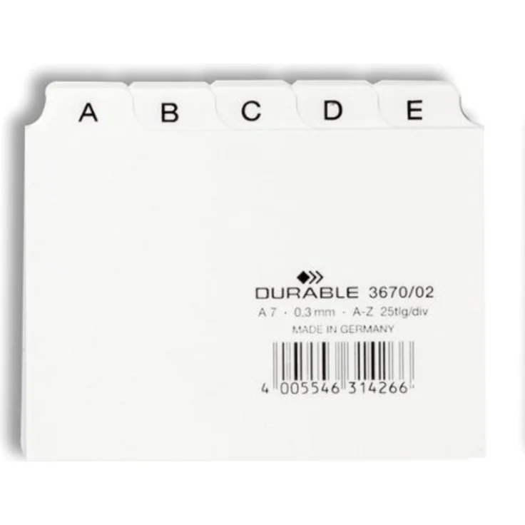 DURABLE Aktenordner Durable 3670 02 Leitregister A-Z - DIN A7 quer, weiß - Zeit sparen durch bessere Übersicht – Bild 2