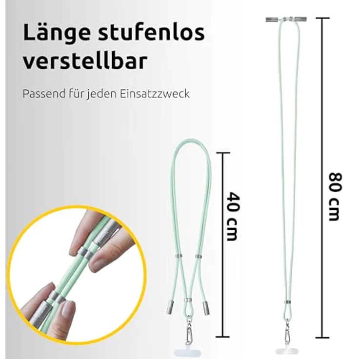 Intenso USB-C Lade- und Datenkabel Handykette, 60W, PD3.0 QC4.0, 1,65 m, größenverstellbar, grün – Bild 5