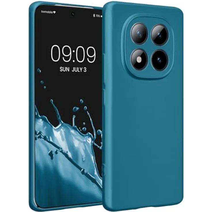 kwmobile Handyhülle für Xiaomi Redmi Note 15 4G / Redmi Note 15 5G / Poco M8 5G, weiche Silikon Case in Metallic Karibikblau, rutschfest und reißfest – Bild 1