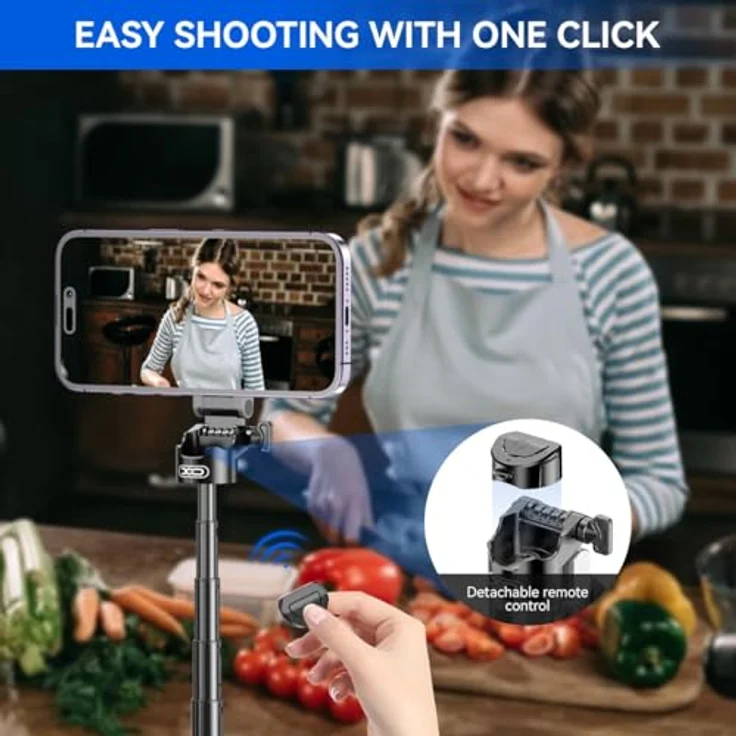 xO SS22, Bluetooth Selfie Stick mit Tripod und magnetischem Halter, kompakt schwarz – Bild 5