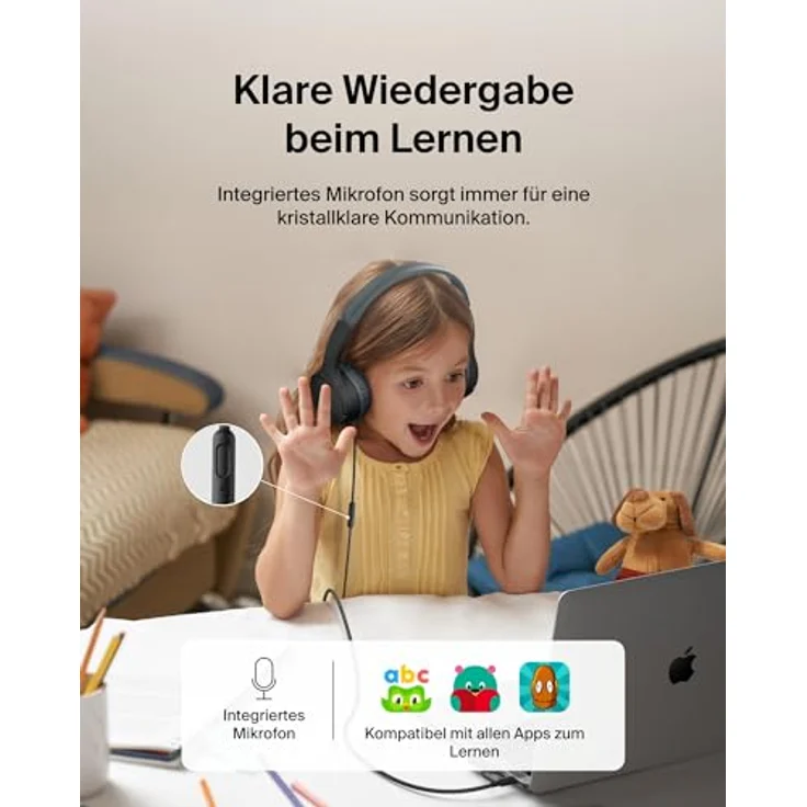 Belkin SoundForm On-Ear Kopfhörer für Kinder, kabelgebunden, schwarz, Modell AUD010hqBK – Bild 5