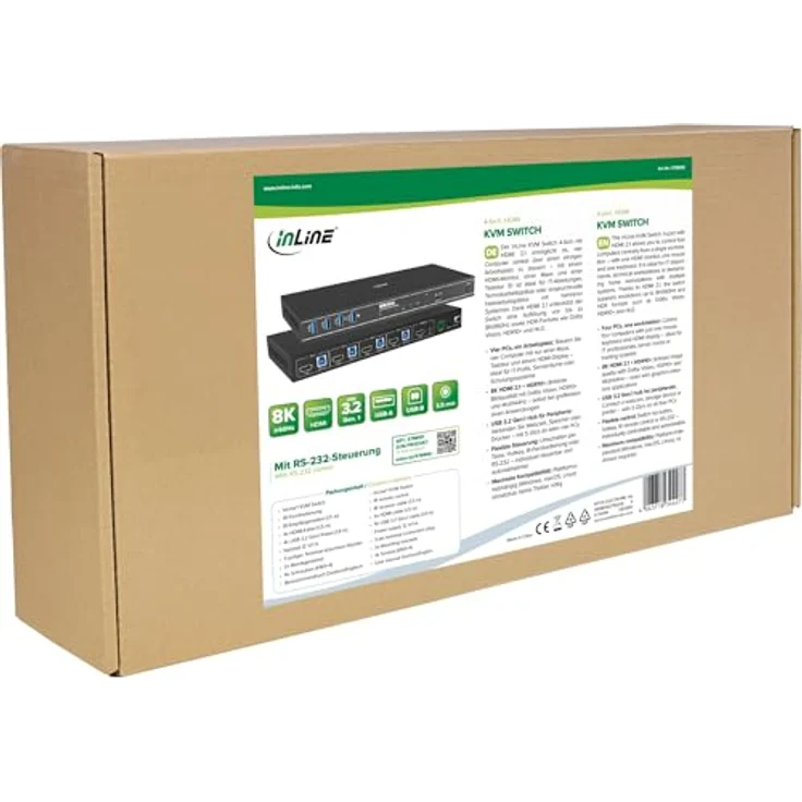 InLine KVM Switch 4-fach, HDMI, 8K@60Hz, USB 3.2 Hub, mit IR & RS-232, Schwarz – Bild 7