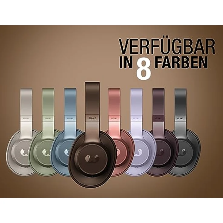 Fresh 'n Rebel Clam 2, Kabelloser Bluetooth-Kopfhörer Over-Ear, 80 Stunden Wiedergabezeit, mit Mikrofon, faltbar, Ambient-Sound-Modus, Schnellladefunktion, Audioeingang, Veganes Leder (Brave Bronze) – Bild 5