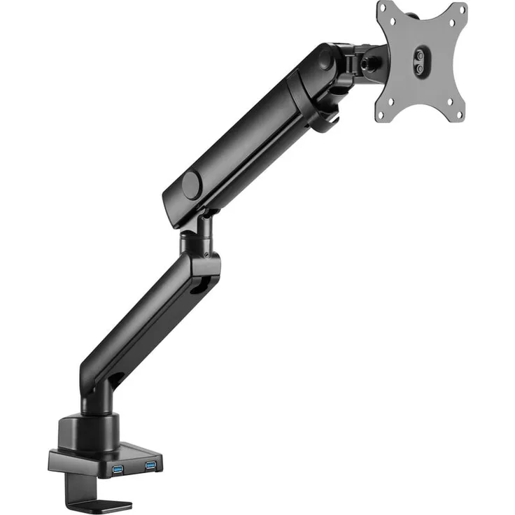 SO-TECH Cavo Motion Monitorhalterung, drehbar und schwenkbar für 17-32 Zoll Monitore bis 8 kg, mit 2 USB 3.0 Anschlüssen, matt schwarz