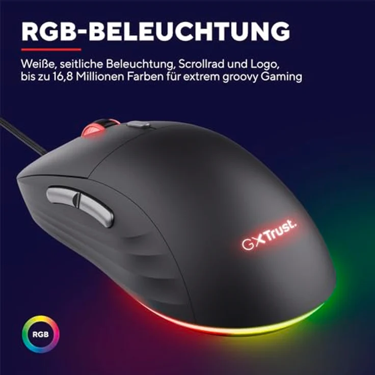 Trust GXT925 REDEX II, Federleichte Gaming Maus mit 10000 DPI Laser-Sensor, Schwarz – Bild 4