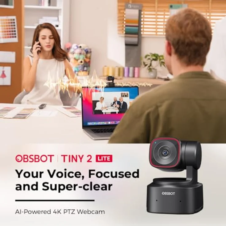 OBSBOT Tiny 2 Lite 4K PTZ-Webcam (Schnelles Auto-Tracking per AI, Gestensteuerung) – Bild 8
