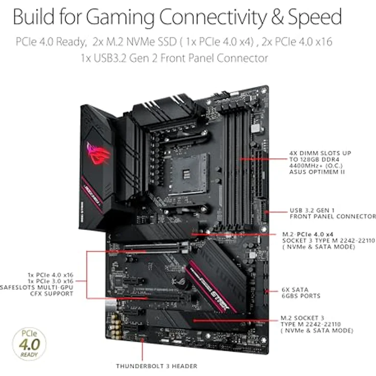 ASUS ROG STRIX B550-F GAMING WIFI II, ATX Motherboard mit AMD AM4 Sockel, PCIe 4.0, 128 GB max. RAM, Wi-Fi 6E, 2.5 Gb Ethernet – Bild 4