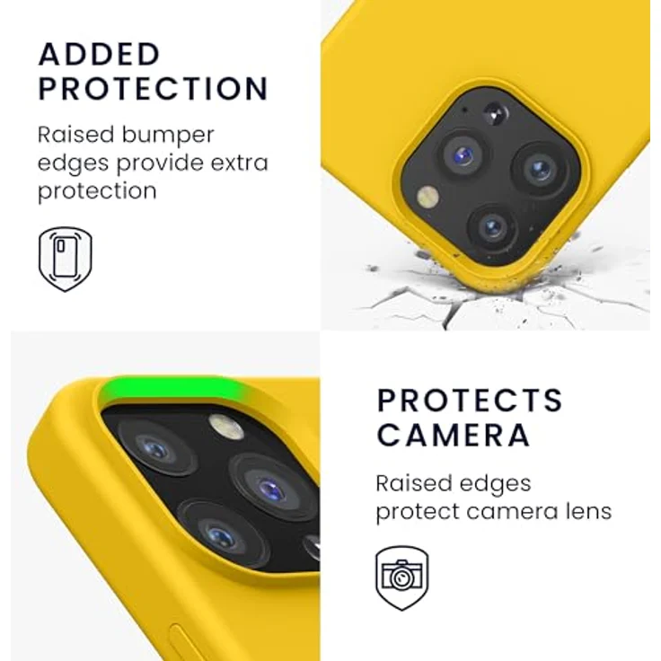 kwmobile Handyhülle für iPhone 13 Pro - Silikon Case in Strahlend Gelb, Kabelloses Laden, Flexibel und Rutschfest – Bild 3