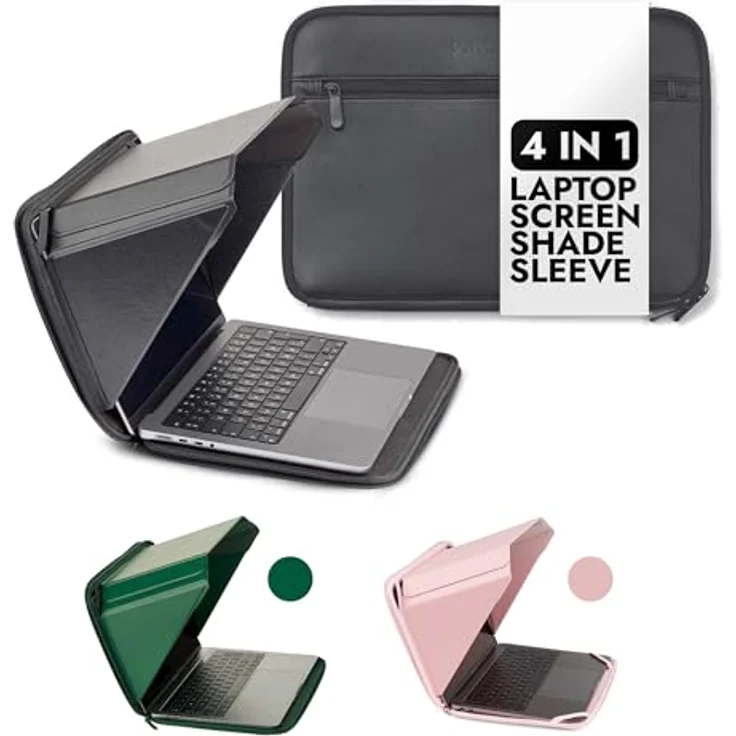 Philbert Danish Design Laptop-Sonnenschutz aus Hanf und veganem Leder, 15-16 Zoll, flexibel – Bild 1