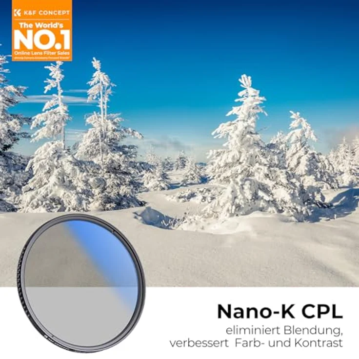 K&F Concept K-Serie Pro 52mm Slim Zirkularer Polfilter CPL, optisches Glas & Aluminium, antireflektierende Nanobeschichtung für Farbtreue und Klarheit – Bild 2