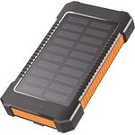 LogiLink Solar Powerbank 6000 mAh mit Taschenlampe und 2X USB-A Ladeports, IP44 Schutzklasse