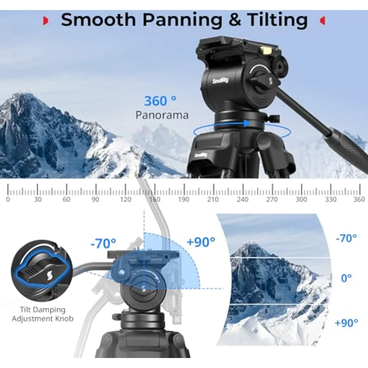SmallRig 5441 AD14, Heavy-Duty Carbon Fiber Tripod für Smartphone-/Digital-Kamera, schwarz – Bild 4