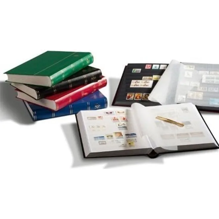Leuchtturm, Fotoalbum, Briefmarken Einsteckbuch BASIC, Einband unwattiert in Rot, DIN A4
