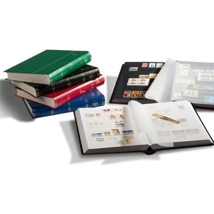 Leuchtturm, Fotoalbum, Briefmarken Einsteckbuch BASIC, Einband unwattiert in Rot, DIN A4 – Bild 1